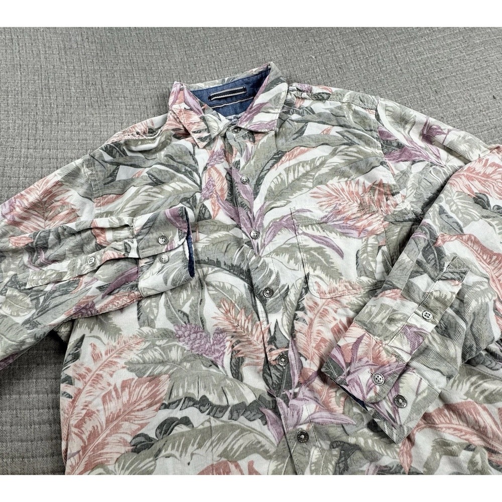 Tommy Bahama Coastline‎ Corduroy Shirt Men M Floral Beach Long Sleeve Hawaiian